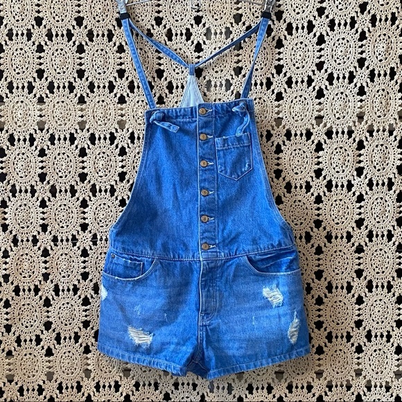 Zara Denim - Zara Trf Denim Vintage Collection Jean Short Overalls S